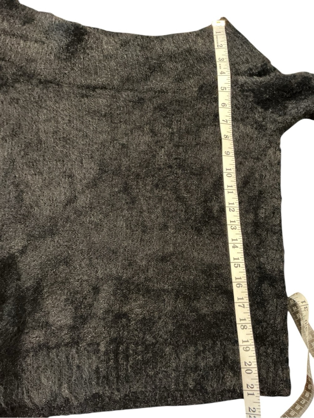 IRIS Black Fuzzy Knit Off Shoulder Sweater Women Medium Soft Cozy - Picture 5 of 8